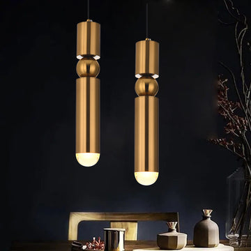 Mini Cylinder Single-Light Modern Pendant Light in Gold